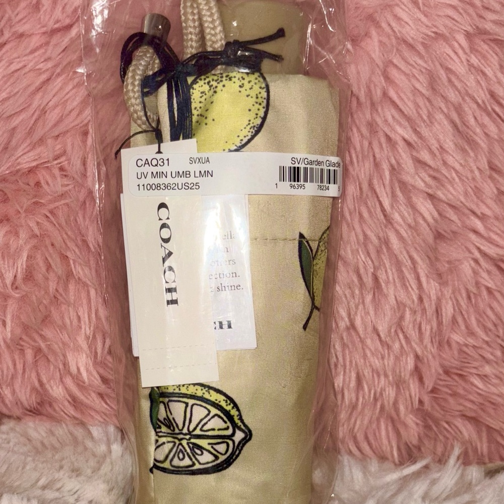 NEW Coach Lemon Print Garden Glade Yellow Multi UV Protection Mini Umbrella - Picture 5 of 13